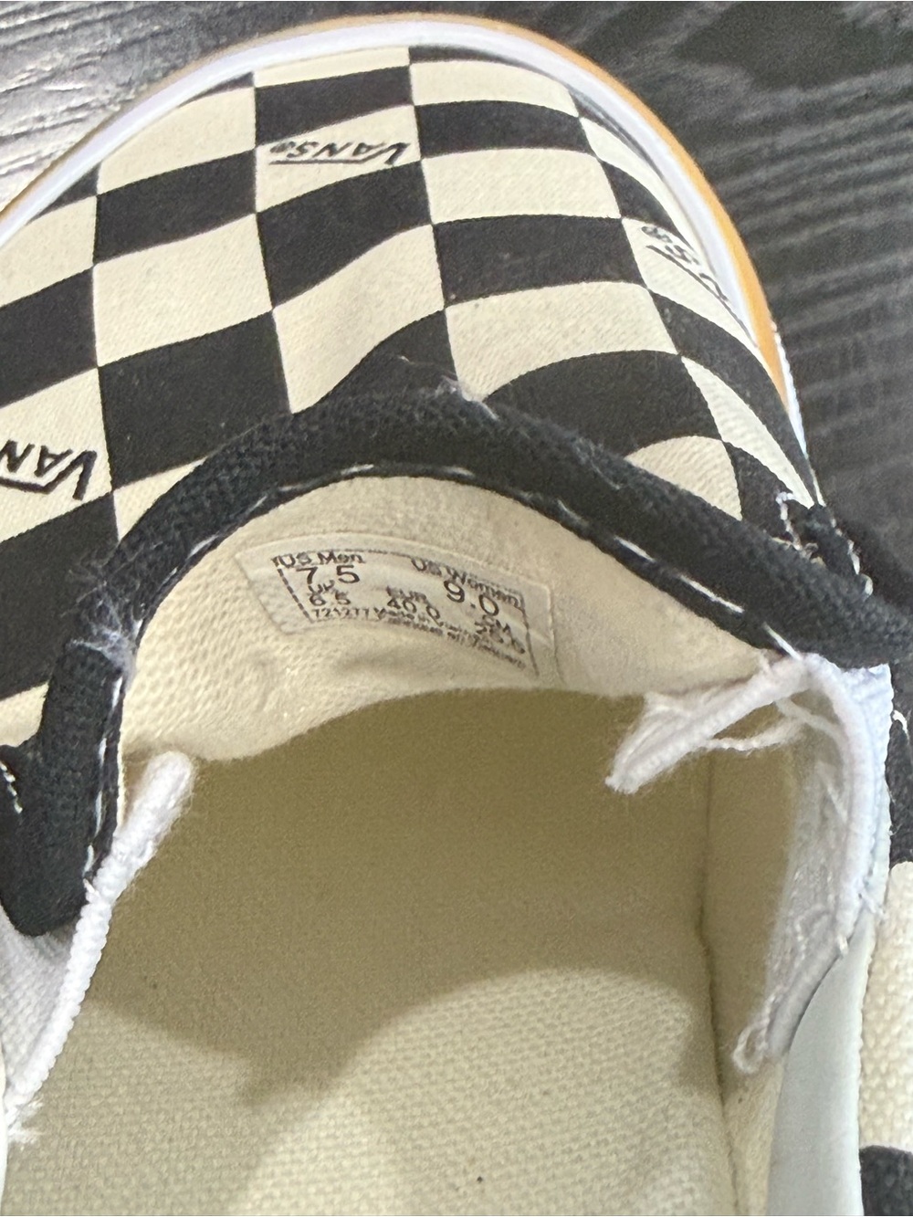 Vans Checkerboard Slip-On Sneakers Black White with Gum Trim - Picture 3 of 3